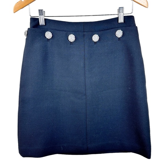 $358 Tory Burch Fremont Crystal Embellished A-Line Skirt Black Wool Knit SZ 6 - Picture 5 of 16